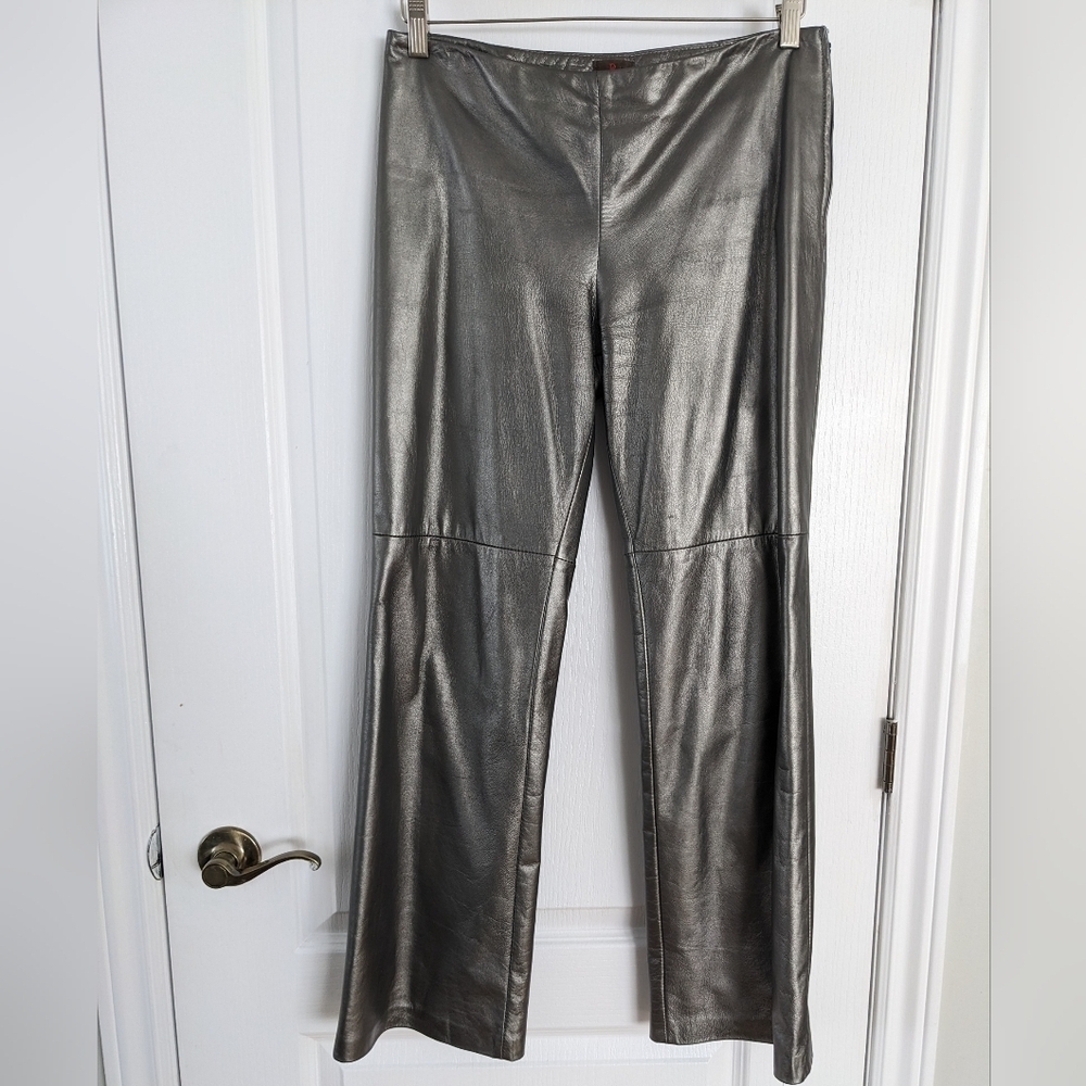 Danier real leather lined pants dark metallic color size 8 @c